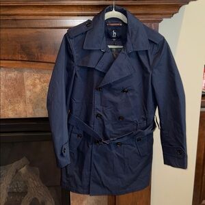 High quality navy blue short trenchcoat preppy classic nautical timeless est S